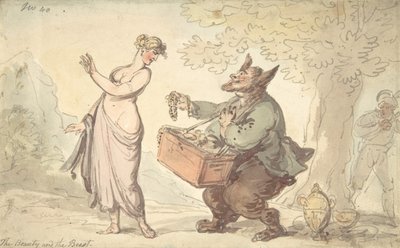 Beauty and the Beast, 18th-19th century by Thomas Rowlandson.