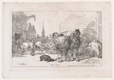 Brewers Drays, from A New Book of Horses and Carriages by Thomas Rowlandson