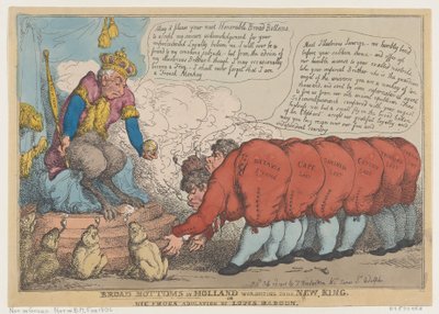 Broad Bottoms in Holland Worshiping Their New King, July 23, 1806 by Thomas Rowlandson