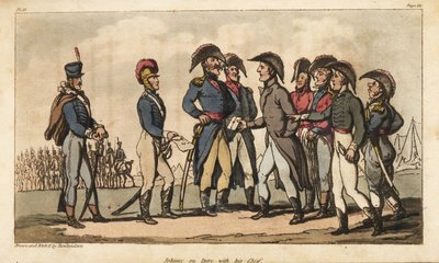 Captain Johnny Newcome on Duty as Aide de Camp to the Duke of Wellington during the Peninsula Campaign. Handcoloured Copperplate Engraving Drawn and Etched by Thomas Rowlandson from Colonel David Roberts