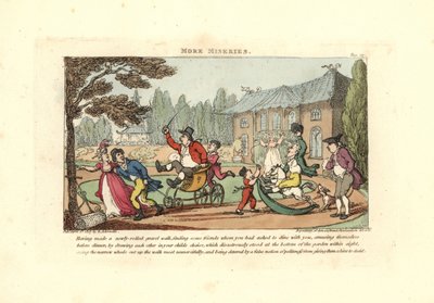 Children playing on carts cutting up a newly-rolled gravel drive by Thomas Rowlandson