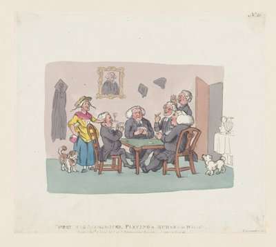 Christmas Academics Playing a Rubber at Whist, April 1, 1803 by Thomas Rowlandson