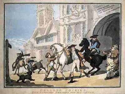 College Jockies, The Landlord Sweating for his Cattle, published by E. Jackson by Thomas Rowlandson