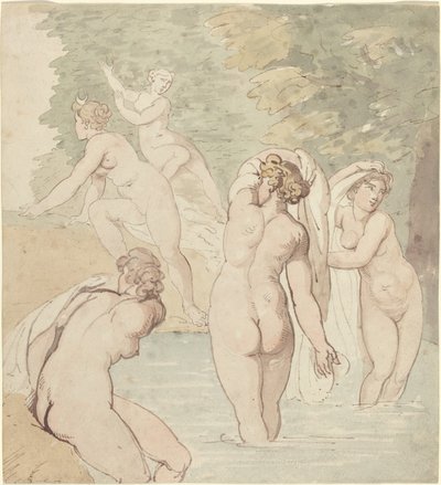 Diana and Her Nymphs Bathing by Thomas Rowlandson