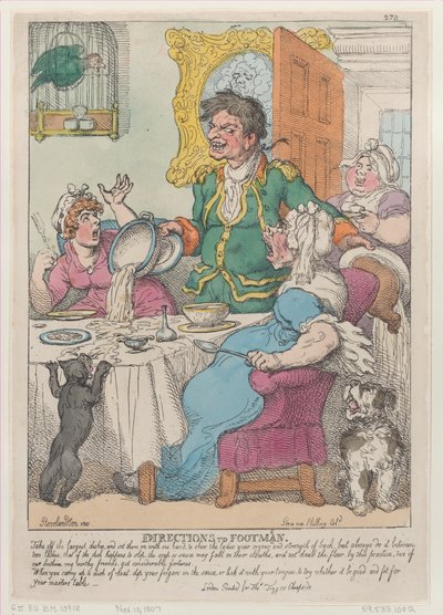 Directions to Footmen, November 10, 1807 by Thomas Rowlandson