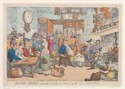 Doctor Syntax in the Middle of a Smoking Hot Political Squabble, Wishes to Whe... by Thomas Rowlandson