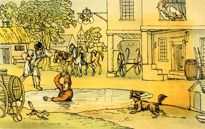 Dr Syntax amused with Pat in the pond by Thomas Rowlandson