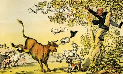 Dr Syntax pursued by a bull by Thomas Rowlandson