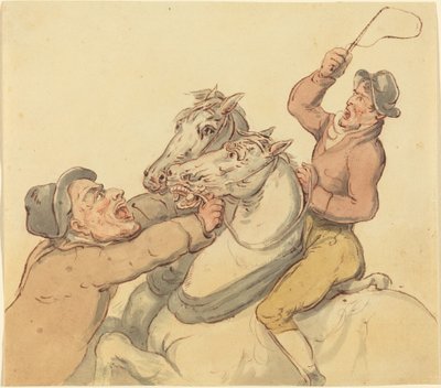 Drovers with a Pair of Rearing Horses by Thomas Rowlandson