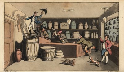 Drunk Johnny Pursued by Night Watchmen in a Grocer