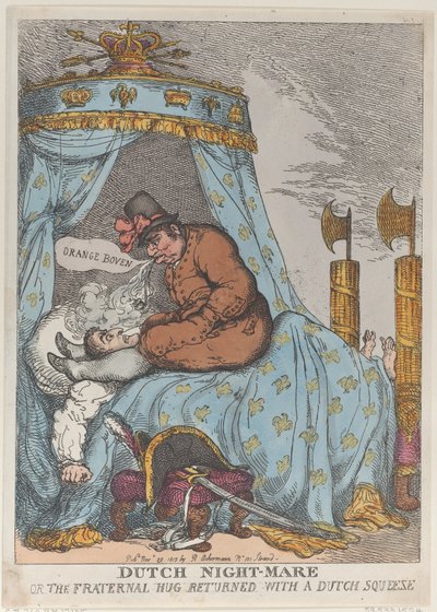 Dutch Night-Mare or the Fraternal Hug Returned with a Dutch Squeeze by Thomas Rowlandson