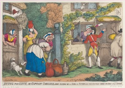 Dying for Love, or Captain Careless, Shot Flying by a Girl of Fifteen by Thomas Rowlandson