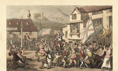 English Gentleman Carried in a Sedan Chair for an Election by Thomas Rowlandson