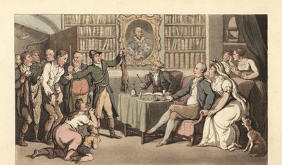 English gentleman in his study hearing a case of poaching by Thomas Rowlandson