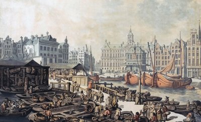 Fish market, Dam Square, Amsterdam, Netherlands by Thomas Rowlandson