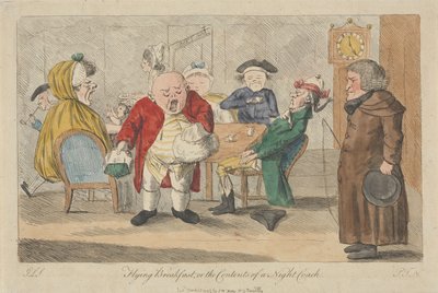 Flying Breakfast, or the Contents of a Night Coach by Thomas Rowlandson
