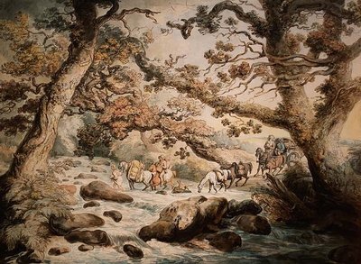 Fording the Stream by Thomas Rowlandson