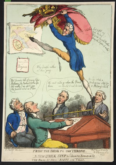From the Desk to the Throne. A New Quick Step by Joseph Bonaparte. The Bass by Messrs Nappy and Talley by Thomas Rowlandson