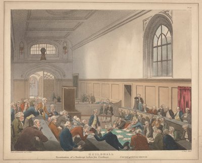 Guildhall Examination of a Bankrupt Before his Creditors by Thomas Rowlandson