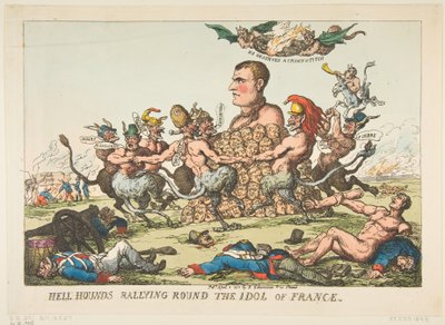 Hell Hounds Rallying Round the Idol of France by Thomas Rowlandson