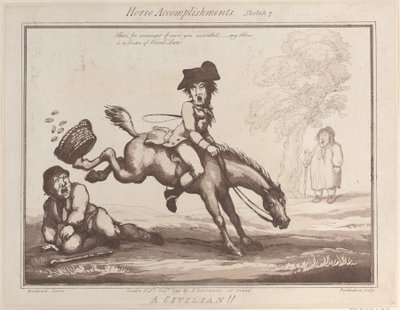 Horse Accomplishments, Sketch 7: A Civilian !! by Thomas Rowlandson