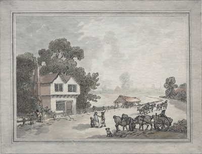 Horses and Carts on a Country Road by Thomas Rowlandson