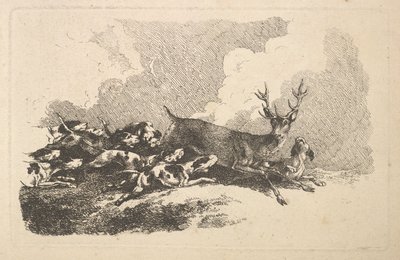 Hounds Hunting a Stag by Thomas Rowlandson