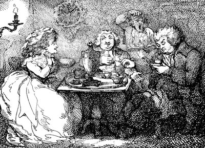 James Boswell, his wife, and Dr. Johnson at tea in Edinburgh by Thomas Rowlandson