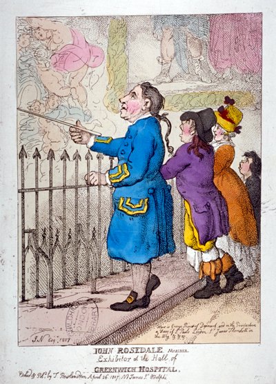 John Rosedale, mariner, exhibitor of the hall of Greenwich Hospital, 1807 by Thomas Rowlandson