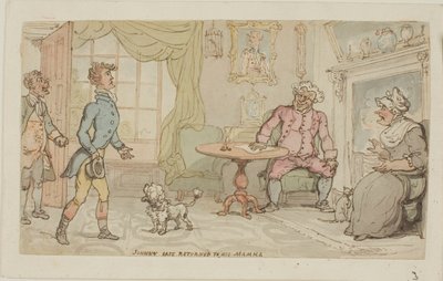 Johnny Safe Returned to His Mama by Thomas Rowlandson