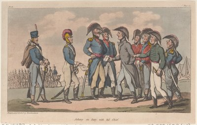 Johnny on Duty with His Chief, from The Military Adventures of Johnny Newcome by Thomas Rowlandson