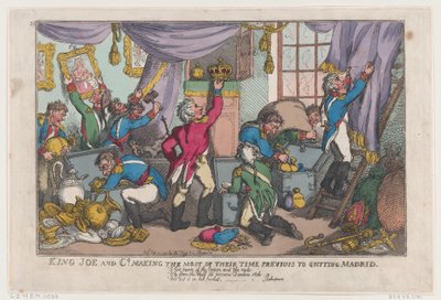King Joe and Co. Making the Most Of Their Time Previous To Quitting Madrid by Thomas Rowlandson