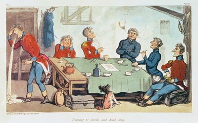 Learning to Smoke and Drink Grog by Thomas Rowlandson