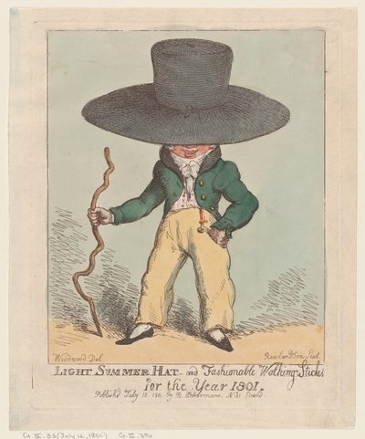 Light Summer Hat and Fashionable Walking Sticks for the Year 1801 by Thomas Rowlandson