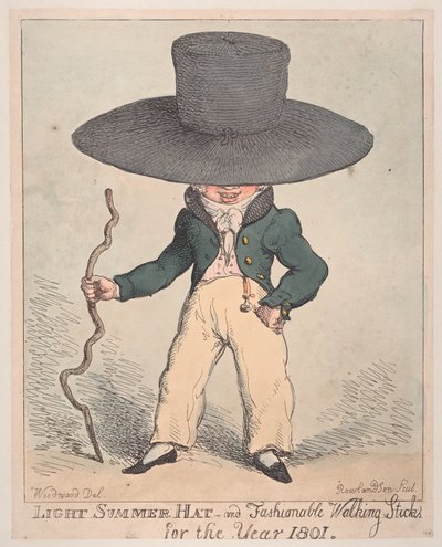 Light Summer Hat and Fashionable Walking Sticks for the Year 1801 by Thomas Rowlandson