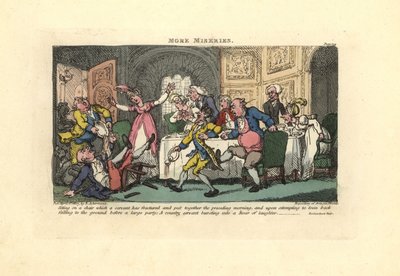 Man Falling Off a Broken Chair at a Dinner Party by Thomas Rowlandson