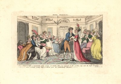 Man forced to kiss an ugly woman at a dance party by Thomas Rowlandson