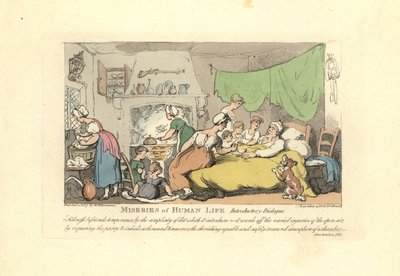 Man in His Sick Bed Surrounded by Doting Wife, Children, and Maid by Thomas Rowlandson