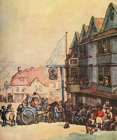 Market Day Outside the Old Red Lion at Greenwich by Thomas Rowlandson