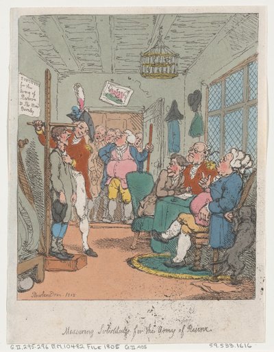 Measuring Substitutes for the Army of Reserve by Thomas Rowlandson