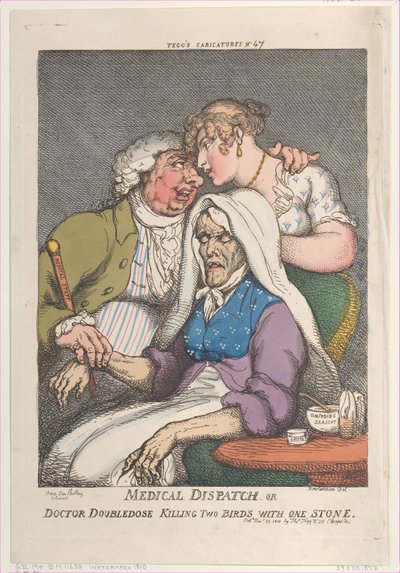 Medical Dispatch or Doctor Doubledose Killing Two Birds with One Stone by Thomas Rowlandson