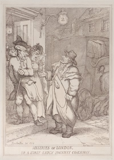 Miseries of London, or a Surly Saucy Hackney Coachman, June 4, 1814 by Thomas Rowlandson