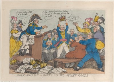 Mock Auction or Boney Selling Stolen Goods, December 25, 1813 by Thomas Rowlandson