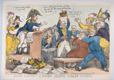 Mock Auction or Boney Selling Stolen Goods, December 25, 1813 by Thomas Rowlandson