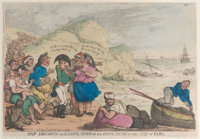Nap Dreading His Doleful Doom or His Grand Entry in the Isle of Elba by Thomas Rowlandson