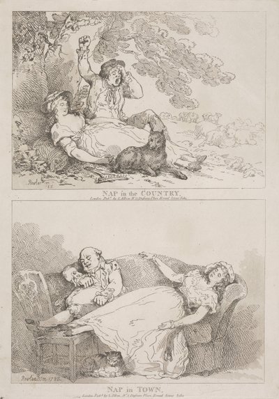 Nap in the Country - Nap in Town by Thomas Rowlandson