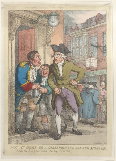 Not at Home, or a Disappointed Dinner Hunter, June 13, 1823 by Thomas Rowlandson