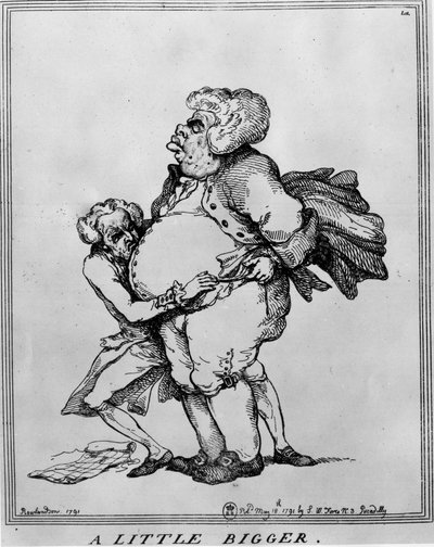 Obesity: A Little Bigger - Drawing by Thomas Rowlandson (1756-1827) by Thomas Rowlandson