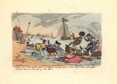 Passengers Slipping and Falling into the River Mud by Thomas Rowlandson