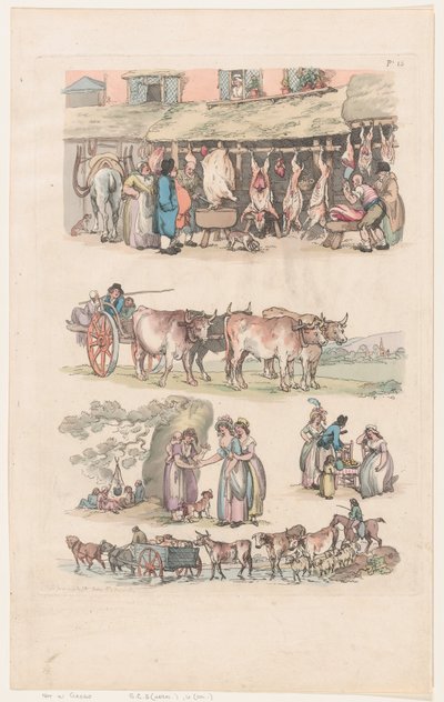 Plate 15, Outlines of Figures, Landscapes and Cattle...for the Use of Learners by Thomas Rowlandson